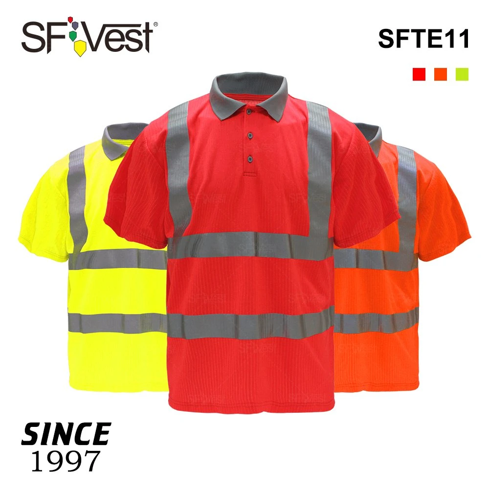 Hi Vis Reflective Safety T Shirt Short Sleeve Polo Work Wear