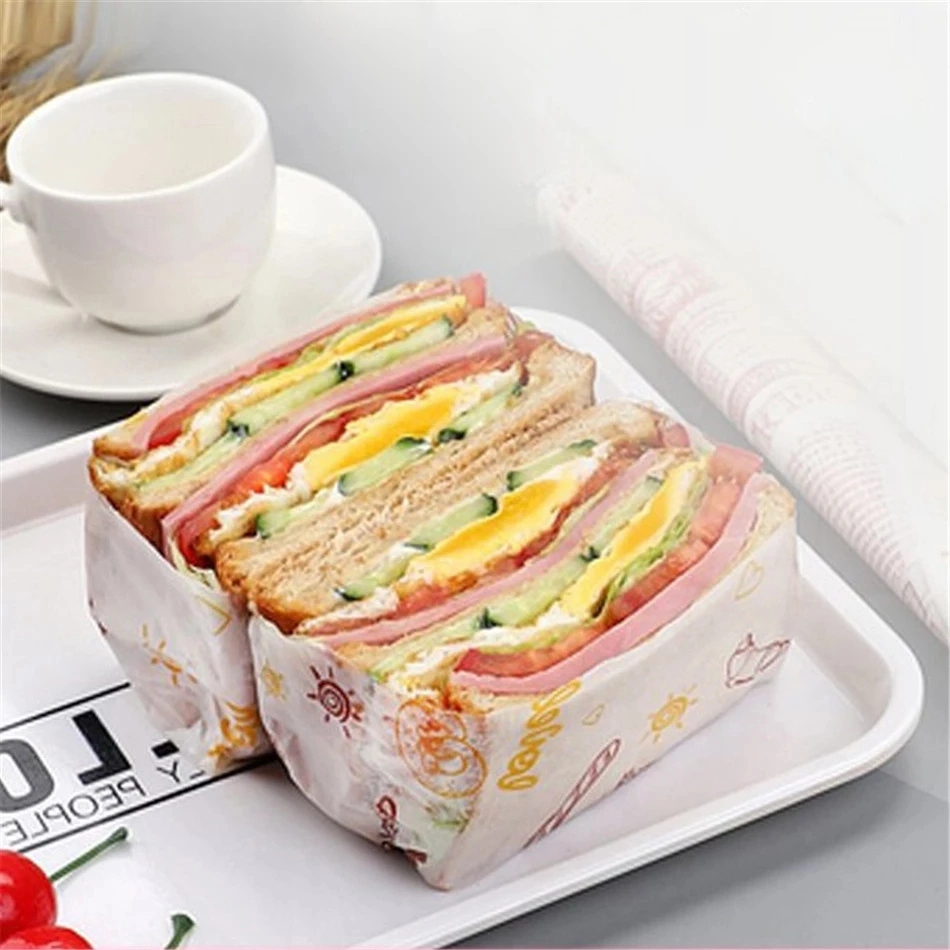 Custom Printed Burger Wrapper Wax Paper Hamburger Greaseproof Coated Paper Food Wrapping Paper with Customized Design