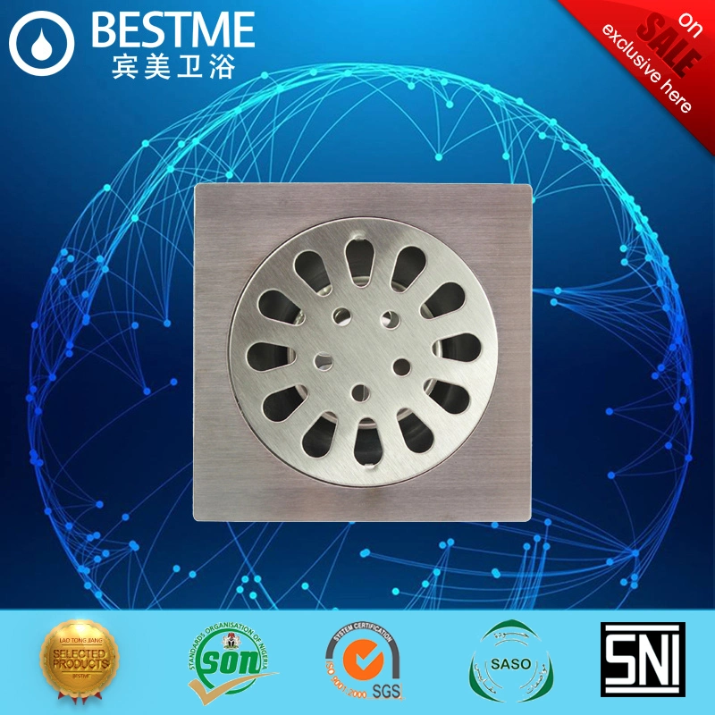 Bathroom Accessories Satin Color SS304 Floor Drain 100X100mm for Washing Machine (Bf-K05)