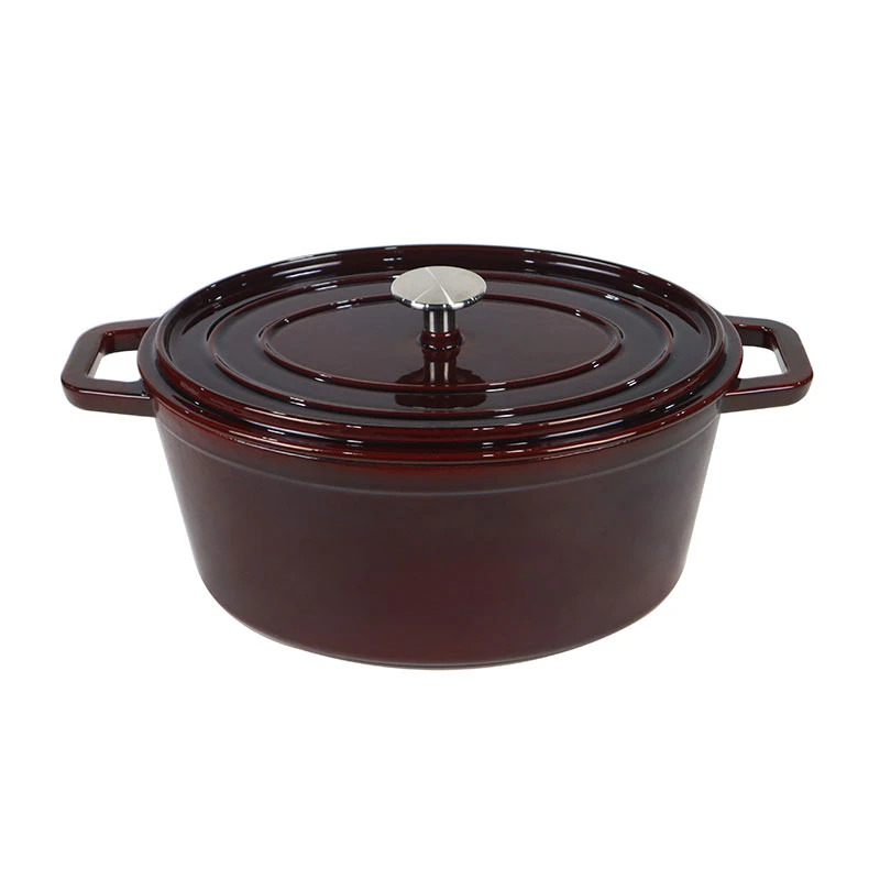 En fonte rouge vin de Bourgogne casserole de cuisson émail ovale four hollandais