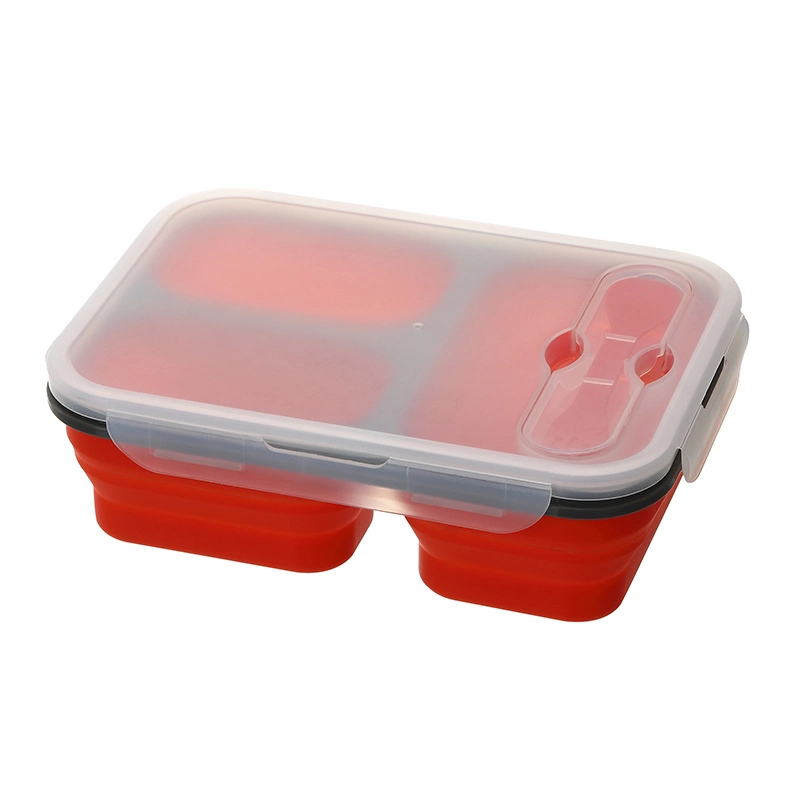 Silikon-Aufbewahrungsbox Backofen Mikrowelle Gefrierschrank Geschirr Food Safe Zusammenklappbare Bento Lunch Box aus Silikon mit Deckel