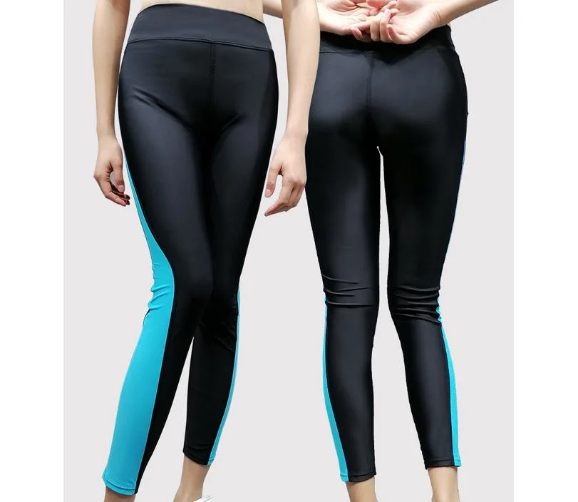 Ropa de mujeres de la UPF 50+ nado los Pantalones con cintura alta Leggings en traje de baño Ropa deportiva de natación de 9" pantalones