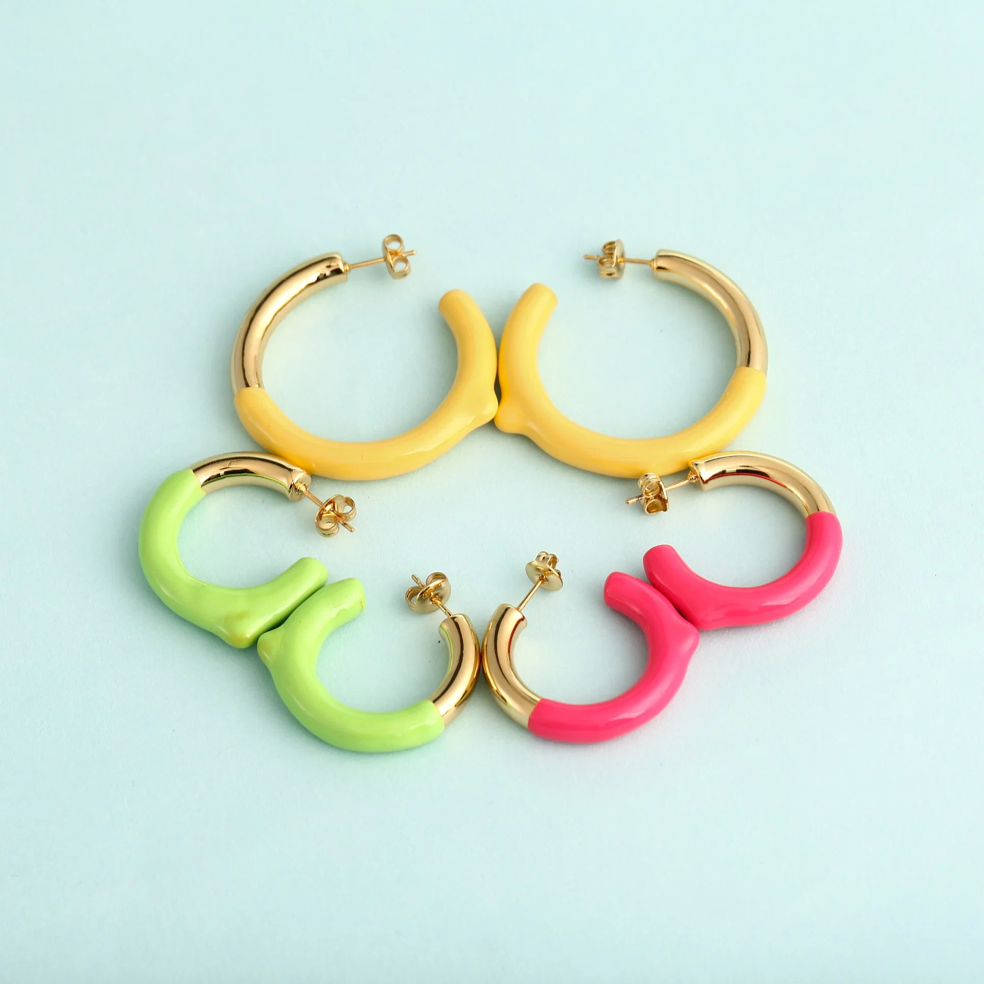 Japanese Color Dripping Earrings Colorful Studs Hot New Circular Simple Small Fresh Ear Accessories