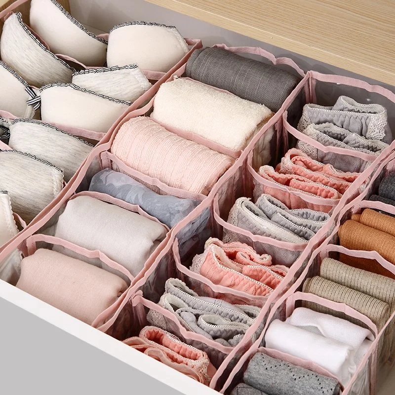 Household PVC Foldable Storage Boxes Clothes Storage Holder Fit for Bra Large Plastic Closet Underwear Bra Organizer Bins