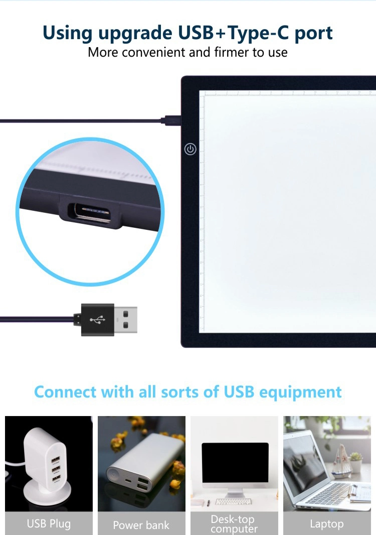 صندوق إضاءة Tablet A5 Acrylic مع رسم ماسي من المصنع مقاس A5 لوحة تعقب LED بدون تعتيم