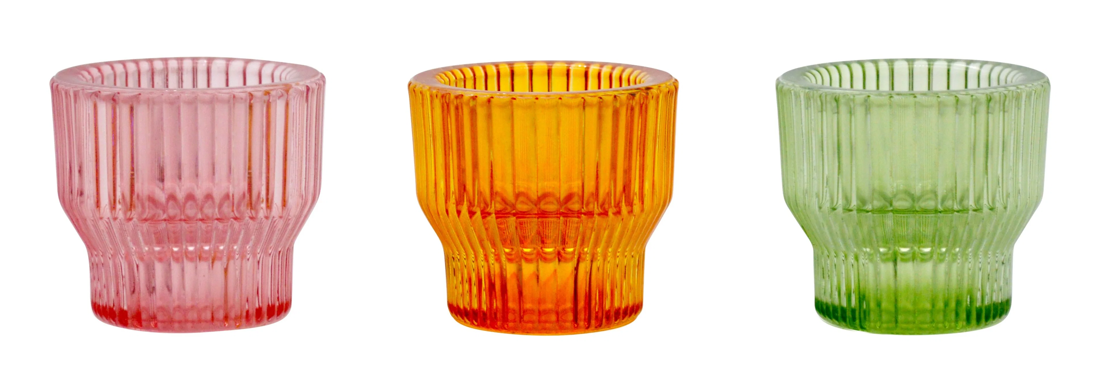 Unique Design Wide Mouth Cylinder Candlestick Home Decoration Cylinder Candle Holder Colorful Glassware