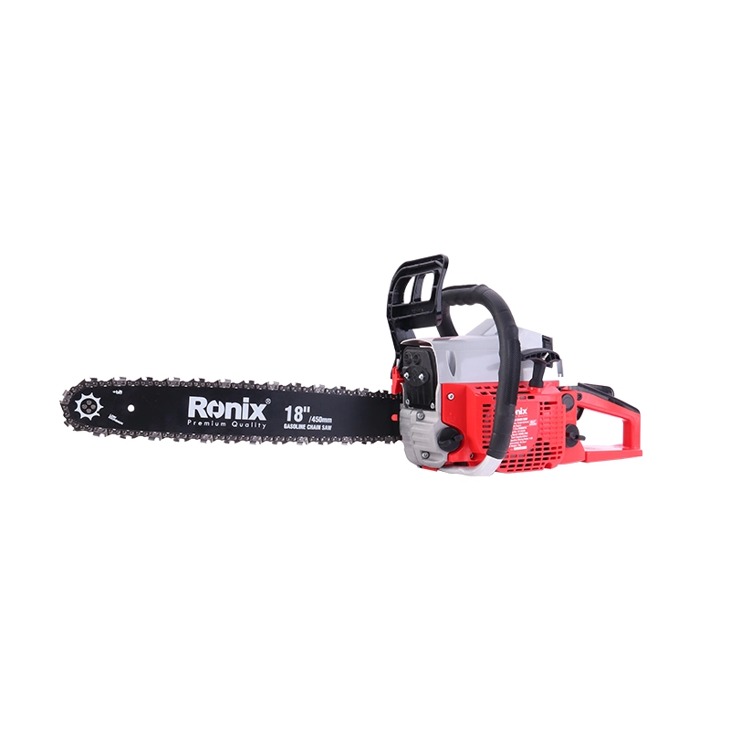 Sierra de poder Ronix Modelo 4647 52cc 550ml Tank Cutting Wood Cadenas gratis Sierra de cadena de gasolina