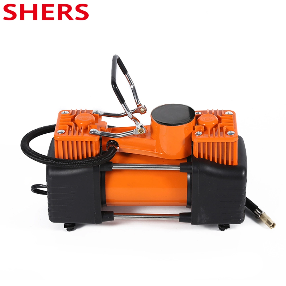 12V Heavy Duty 30mm Dual Cylinder Tire Inflator, Mini Air Compressor