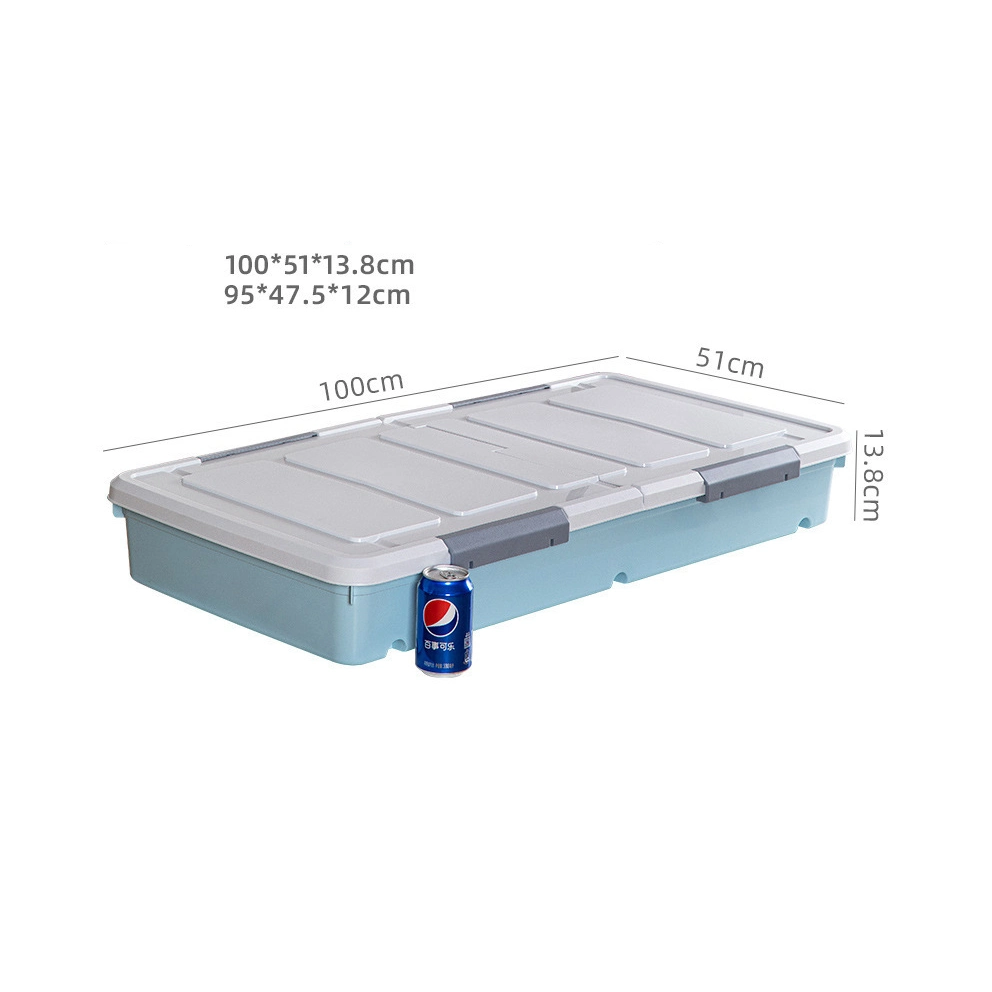 Las cajas de plástico con tapas de dormitorio cama tapa transparente bajo las ruedas de juguete sólido bastidor Organizador de la caja de almacenamiento moderna