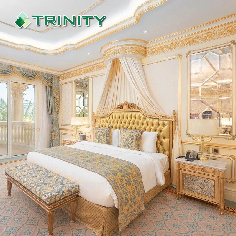 غرفة نوم مفروشة بأثاث خشبي عصري فئة 5 نجوم مصنوعة حسب الطلب تم إعداد أثاث فندق فخم لشقة فيلا منتجع الضيافة