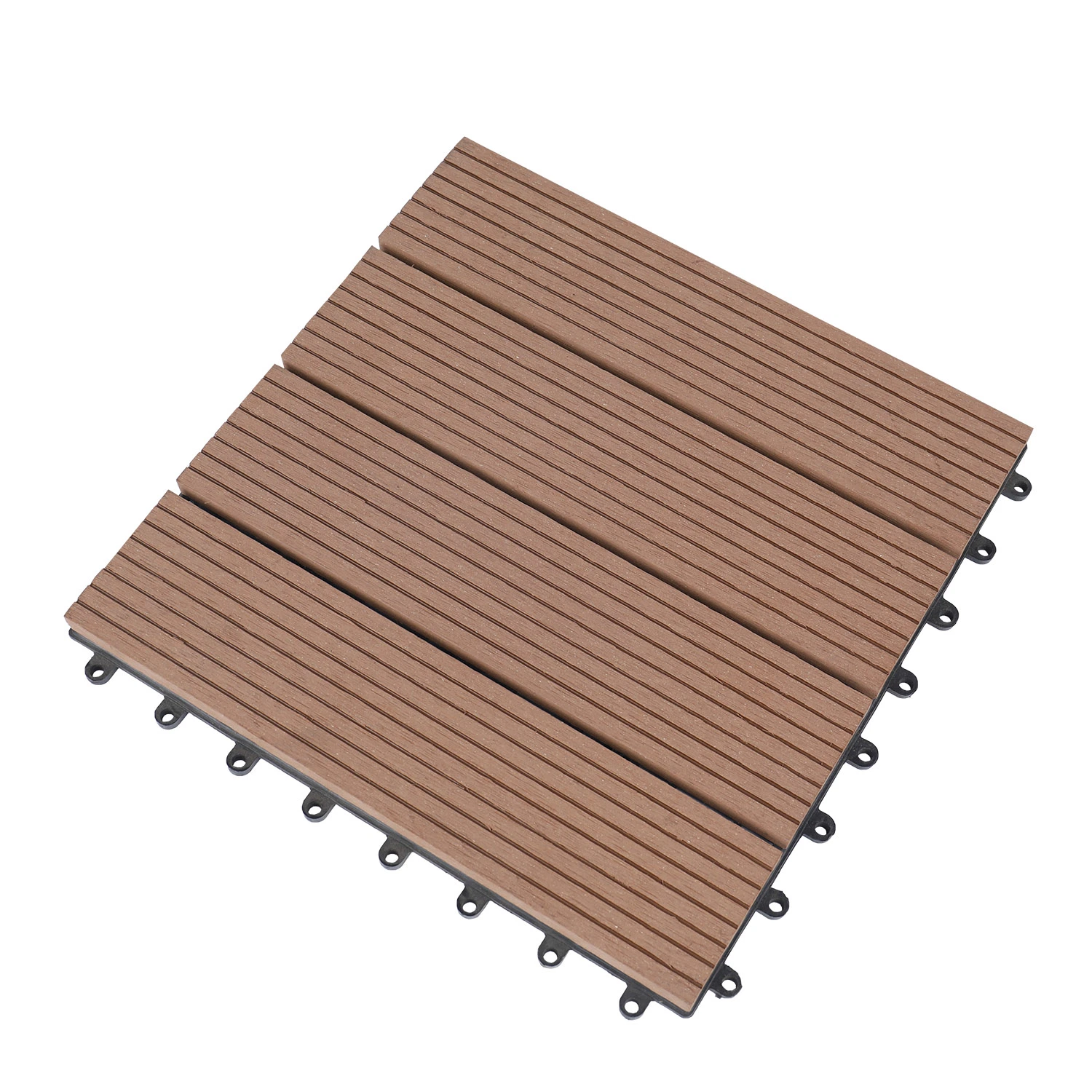 300*300mm WPC compuesto de plástico de madera 1*1FT Terraza Interior/Exterior Jardín bricolaje Revestimientos de bloqueo resistente al agua haga clic en techos de tejas