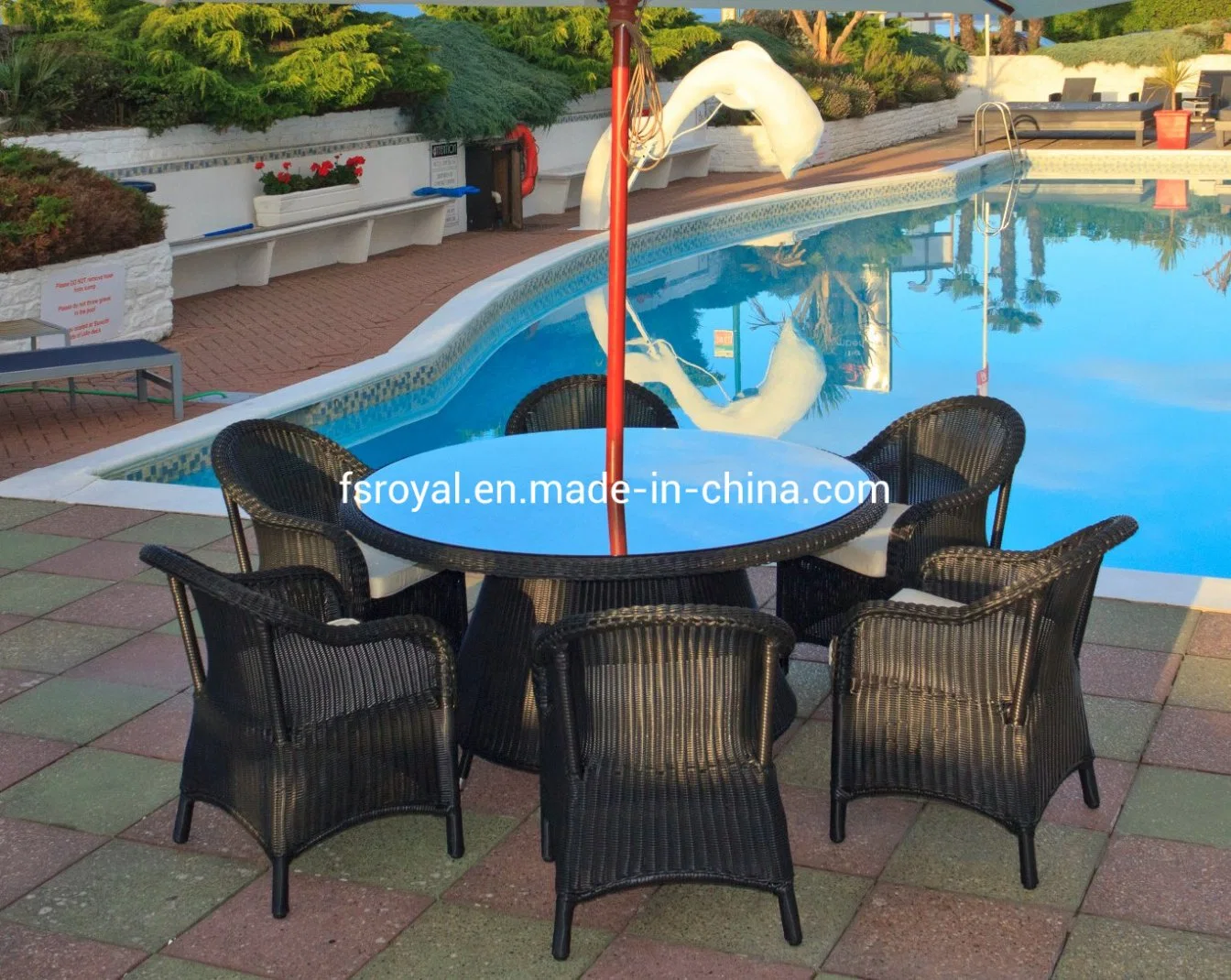 Morden Garden Furniture Set Outdoor Rattan Furnitures Dining Set Hotel Aluminum Table & Chair Sets Patio Dining Furniture