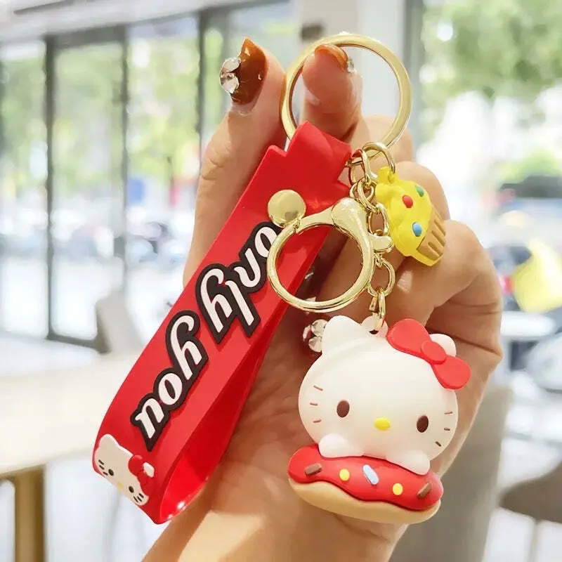 Gros porte-clés en PVC avec breloque mignonne Kawaii Mymelody Kuromi Cinnamoroll Pompom Purin Hello Kitty Sanrio. Parfait pour les filles.