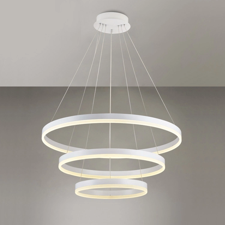 Round LED Chandelier Modern Acrylic Lamps Luxurious Rings Ceiling Light Fixtures