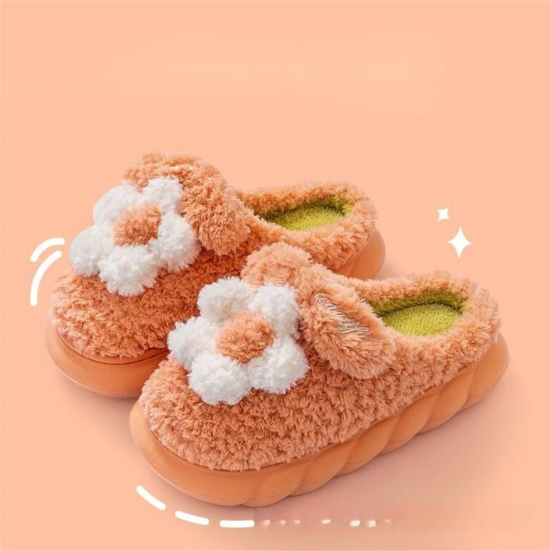 Winter Household Thick Base Plush Cotton Slippers