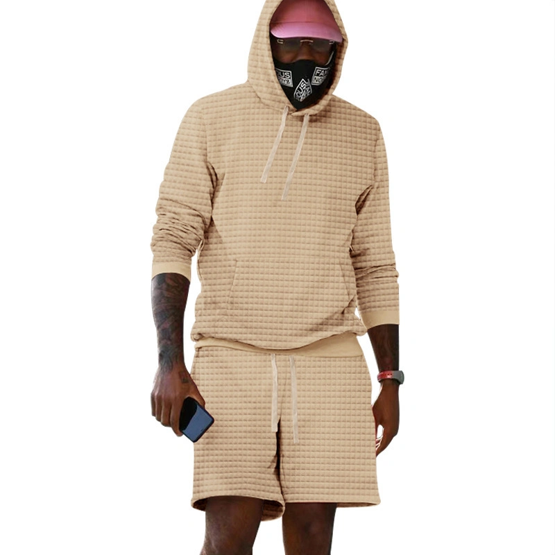 Loose Solid Color Hooded Suit Athletic Long Sleeve Shorts Sportswear