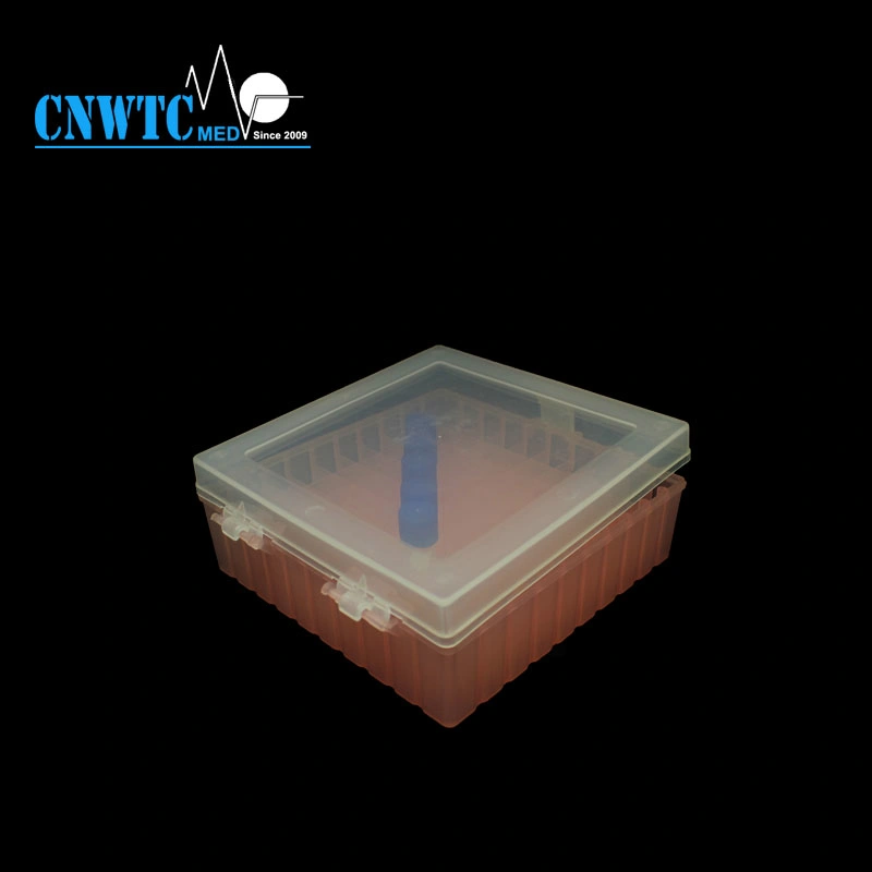 Lab Plastic 100-Well Freezing Cryovial Tube Cryotube Box with Hinged Lid