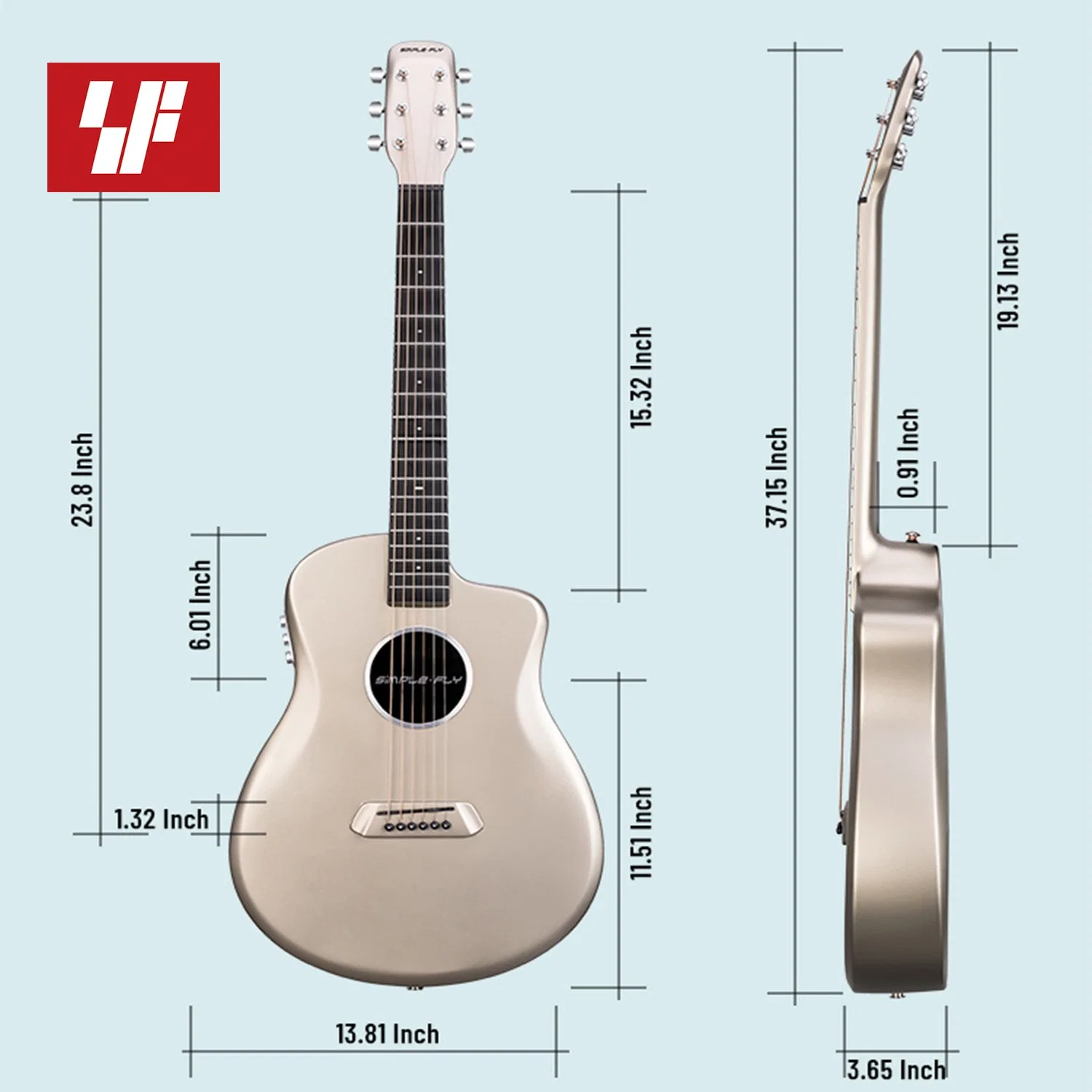 Guitarra de fibra de carbono con recolectores potenciados efectos de retardo de reverberación de viaje Guitarra