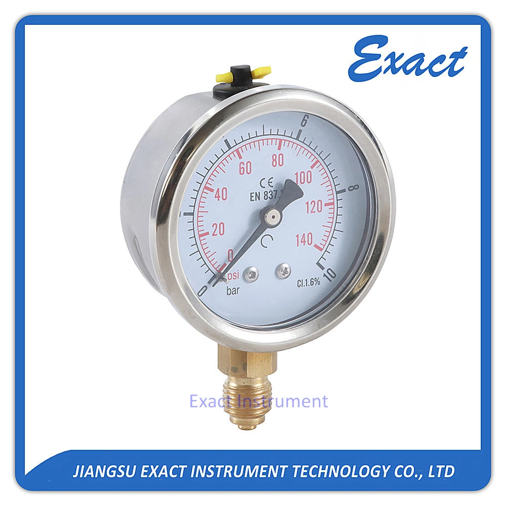 Bördon Rohrmanometer Gecrimpter Ring Glyceringefülltes Edelstahlgehäuse