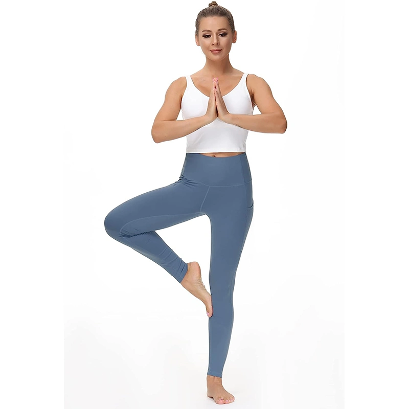 Design personalizado de fábrica banda de cintura subida com elasticidade em quatro direções Calças de ioga Buttery Soft Tummy Control para mulher para treino de corrida Tights