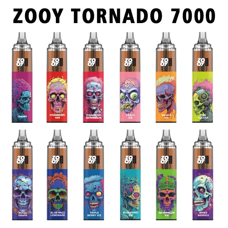 Zooy Tornado 7000 Puff Electronic Cigarette Disposable Vapes Pen Kit 650mAh Rechargeable Batteries 5% Prefilled Carts Pod Randm 7K Puffs 6 RGB Light Airflow Co