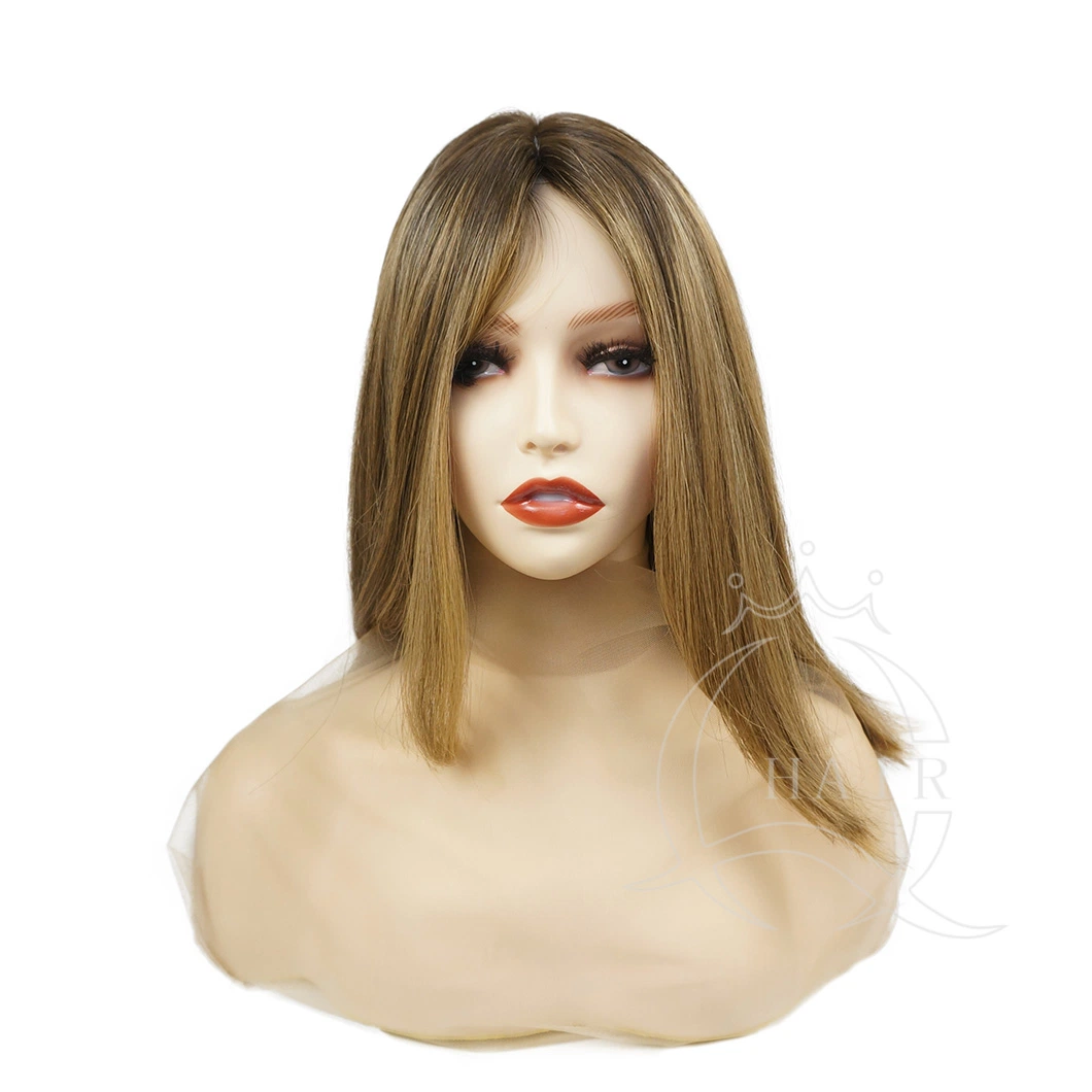 Mix Color Balayage Highlight Ombre Gradient Color Front Lace Human Hair Traditional Silk Top Wig Kosher Jewish Wig Sheitel Factory Direct Sale Wholesale/Supplier Wig