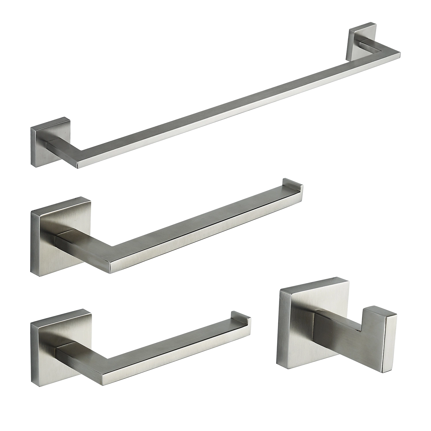 Euro Style Stainless Steel Satin Nickel Wall Mounted 4 Pieces Towel Bar Set