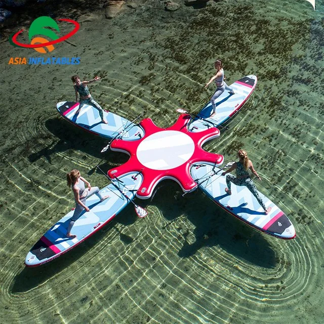 Diseño personalizado de 3m Dique Flotante redonda inflable instructor de Yoga de la Isla de la plataforma base de la SUP