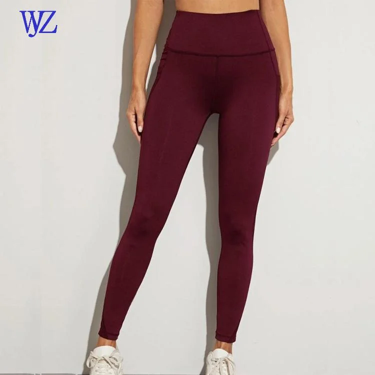 Frauen High Waist Workout Yoga Leggings mit 2 Seitentaschen, nicht durchsehbare Tummy Control Yoga Hose