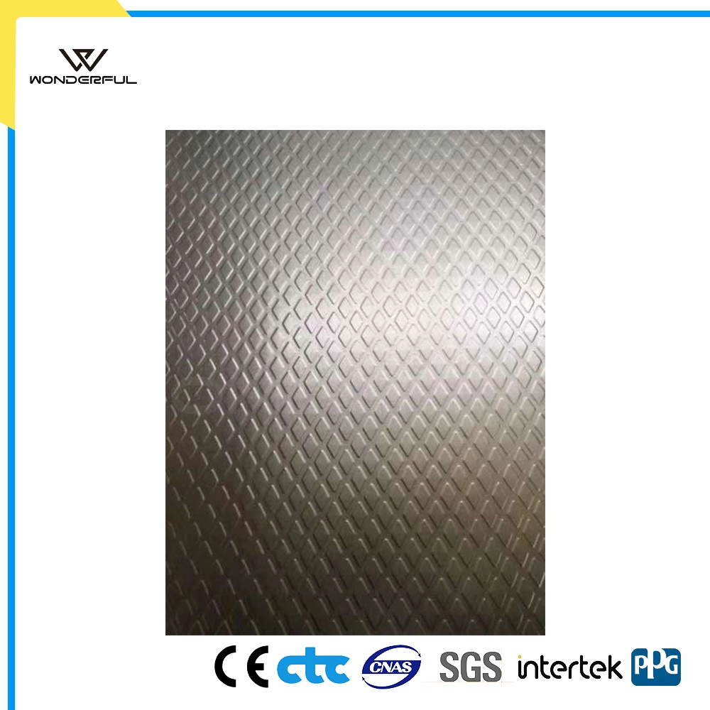 Anti-Slip Heat Insulation Anodized Stucco Embossed Peel Pattern Aluminum Checkered Chequered Sheet for Container