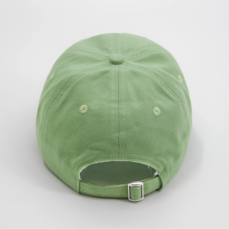 6 Panel Unstrukturierte Papa Hüte Grün Anpassen Stickerei Brief Logo Baseball-Cap Mit Geschwungener Krempe