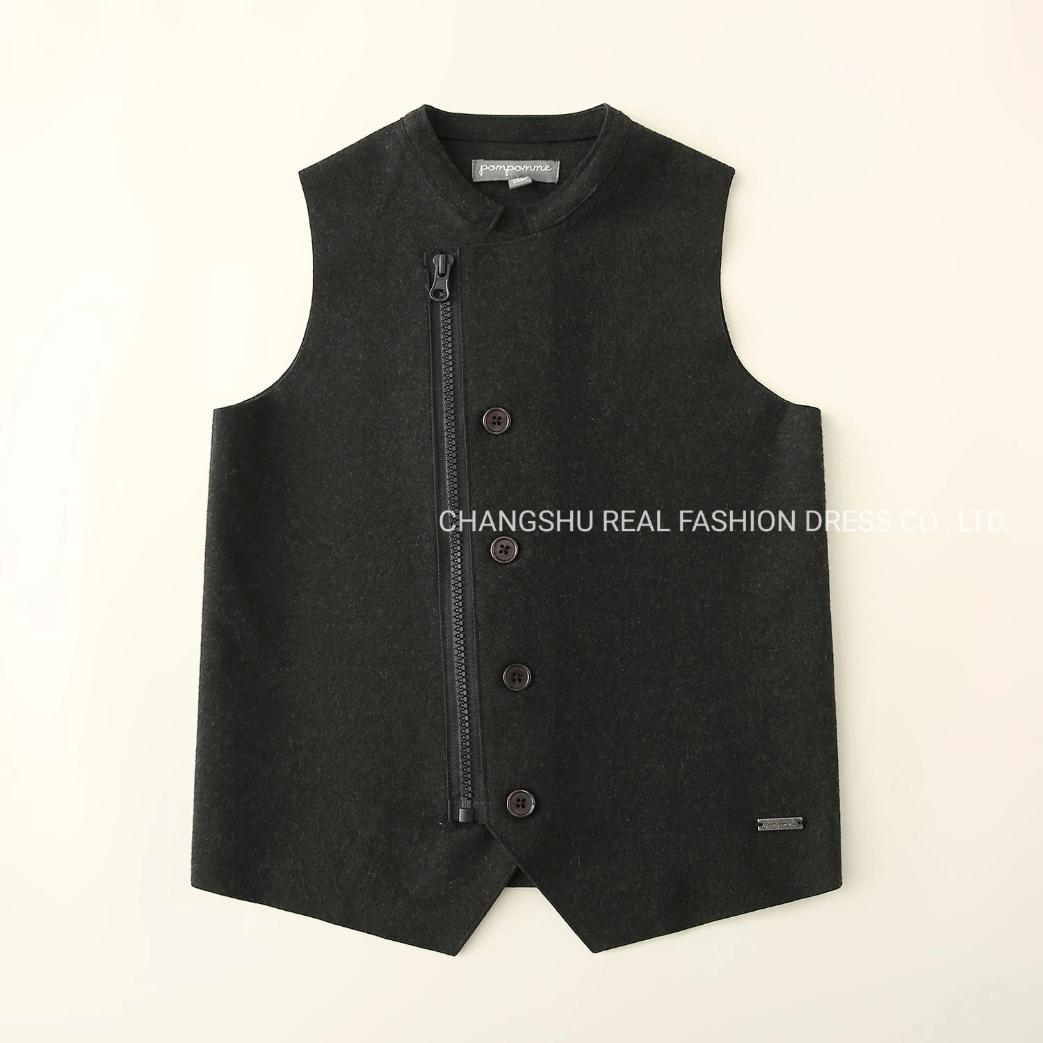 Kids Wear Boy Children 2022 Fashion Knitted Vest Clothing with Zipper and Button