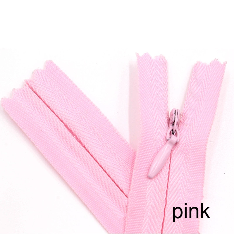 Pink Color 3# Mini Invisible Zippers Tailor Sewing Crafts Nylon Coil Zipper