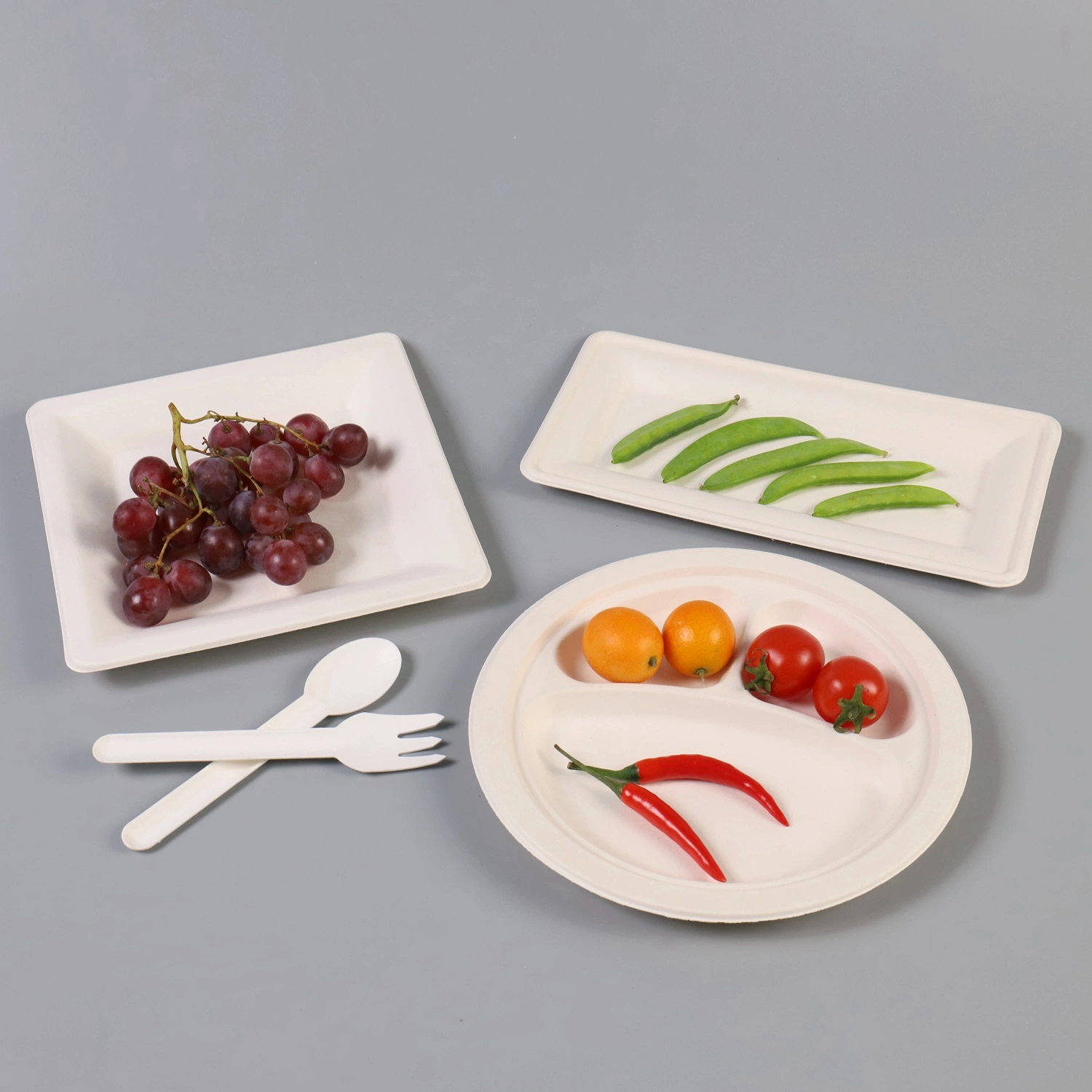 Disposable Biodegradable100% Compostable Sugarcane Bagasse Food Plates