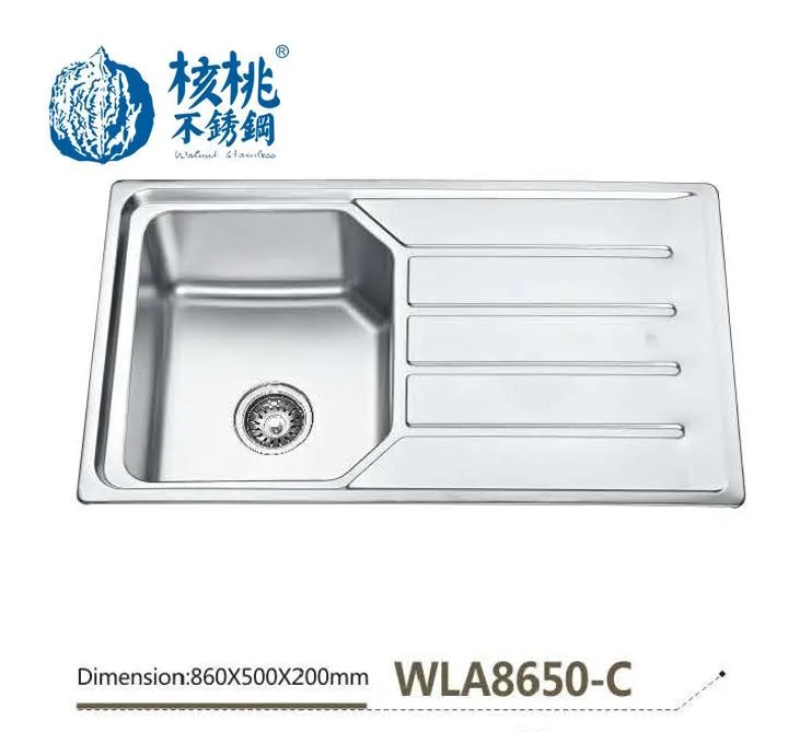 Stainless Steel Sink Kitchen Sink Factory OEM Single Bowl Single Drain Wla8650-C