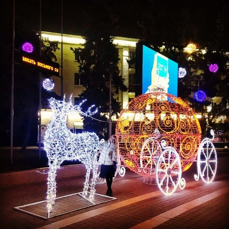 3D decoraciones de Navidad Animal luces Motif Carro de caballo Boda Park Jardín decoración Cenicienta Real Princesa lámparas decorativas