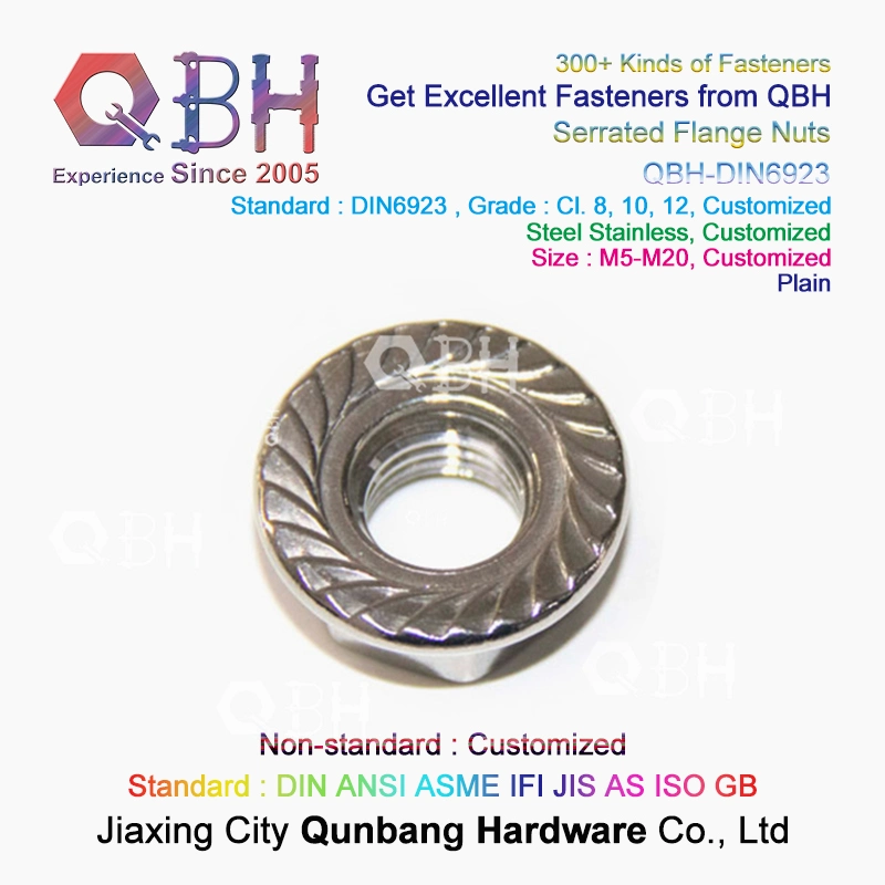 10%off Qbh Cold Forging Ss 304 316 DIN 6923 M5 to M20 Fastening Stainless Steel Flange Serrated Toothed Nut Building Construction Machinery and Equipment Part