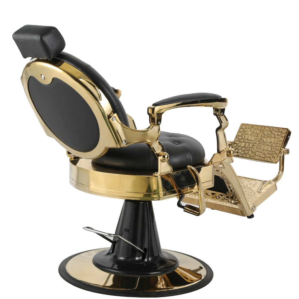 Cadeira de Barbeiro confortável Swivel Retro Black Gold