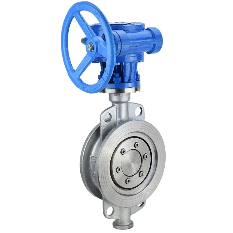 304 Stainless Steel Multi-Level Metal Hard Seal Wafer Butterfly Valvetriple Eccentric Worm Gear Flange Butterfly Valve