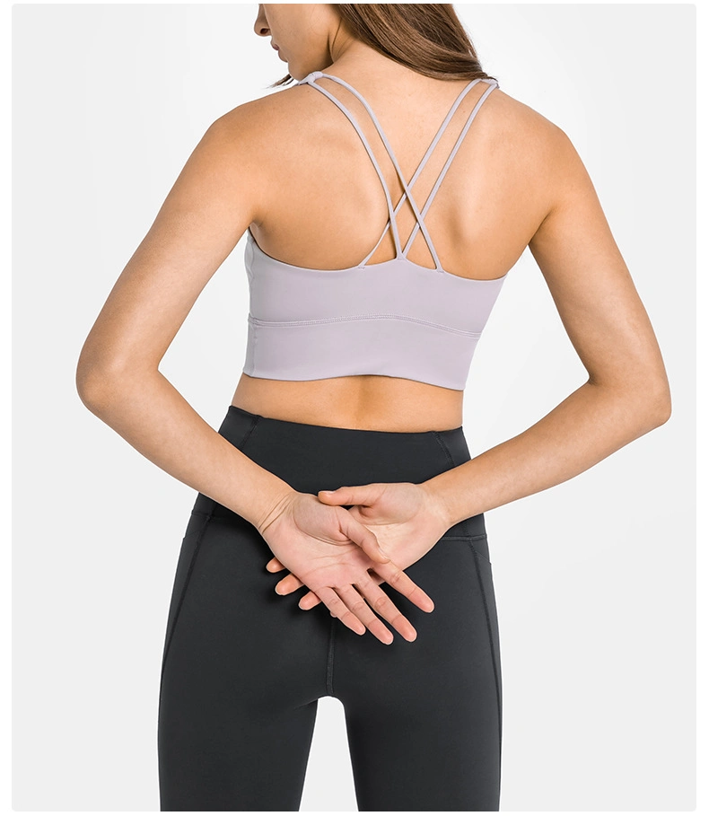 Lu-8 2022 New Products Double Shoulder Straps Shockproof Sports Underwear Women Gather Breathable Widened Hem Yoga Sports Bra