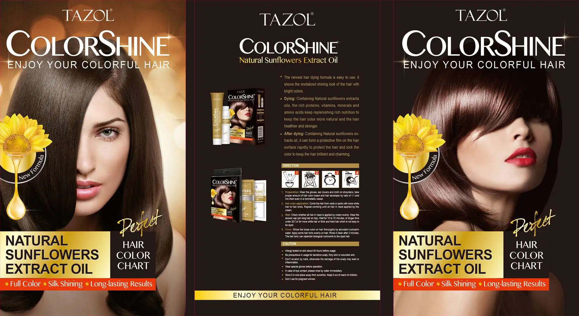 Tazol Cosmetic Colorshine Permanent Hair Color (Golden Brown) (50ml+50ml)