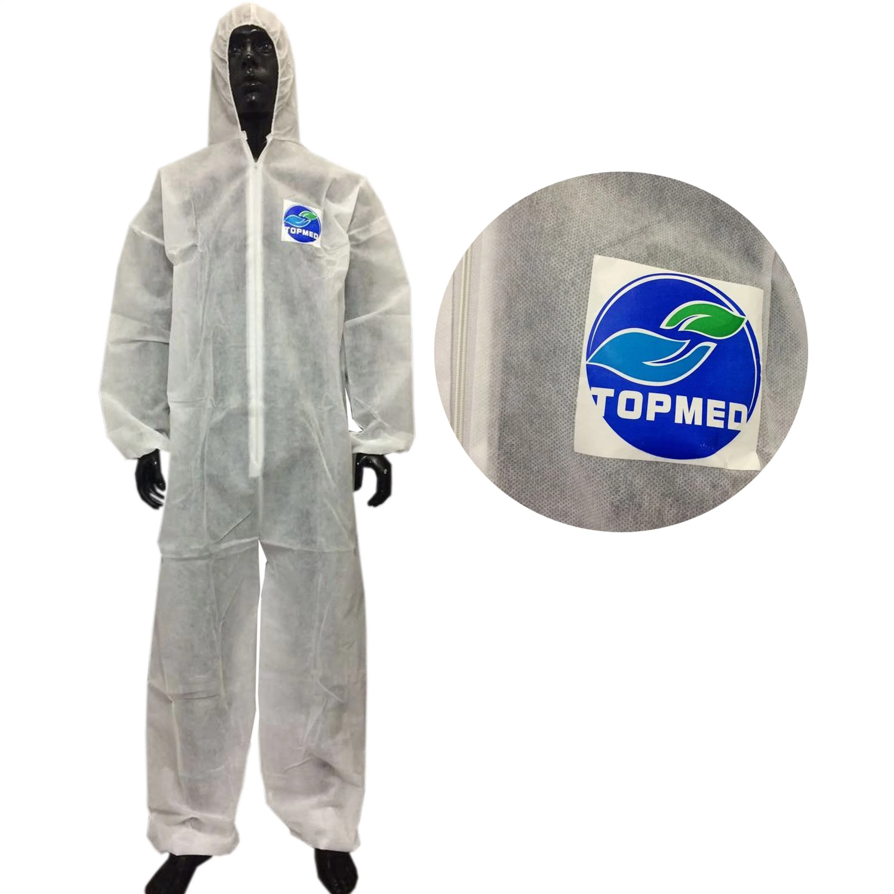 PP/SBPP Disposable White/Blue Microporous Jacket&Pants for Working Protection