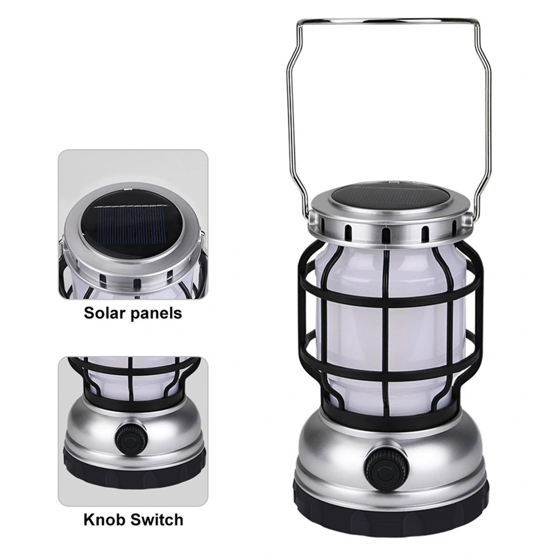 Goldmore4 Rechargeable Outdoor LED Camping Lantern Tent Light Solar Flame Lamp with Power Bank