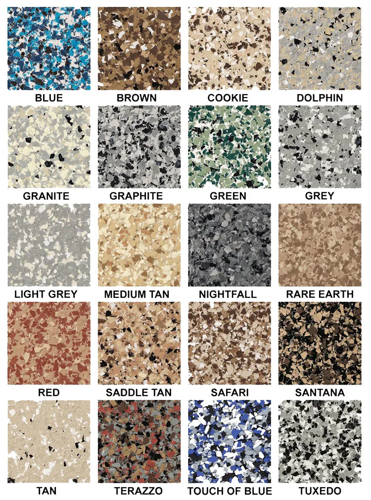 Kits de revestimiento de suelos de hojuelas de epoxi color escamas de pintura epoxi suelos