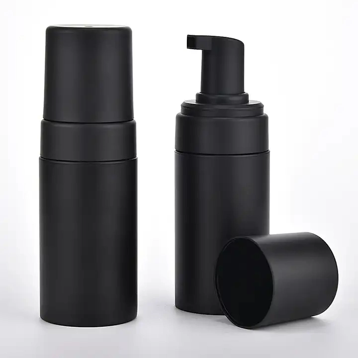 New 100ml 150ml 200ml Pet Matte Surface Face Cleanser Liquid Plastic Foam Soap Cosmetic Skincare Bottle Black White Foam Bottle