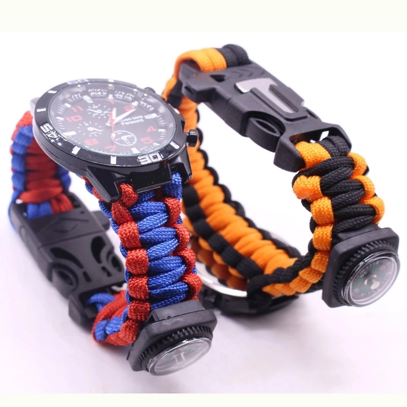 Multi Function Smart Wrist Watch Survival Bracelet Whistle Compass Sports Equipment