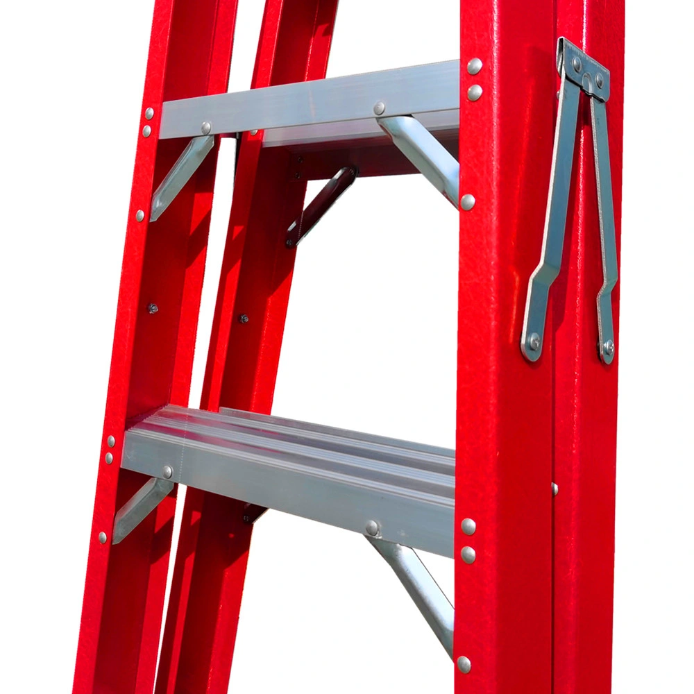 ANSI A14.5 Fiberglass Double Sided Aluminum Step Ladder with Tool Tray