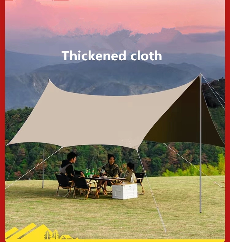 Vinyl Canopy Tent Outdoor Camping Sunshade Picnic Tables and Chairs Sunscreen Octagonal Shape