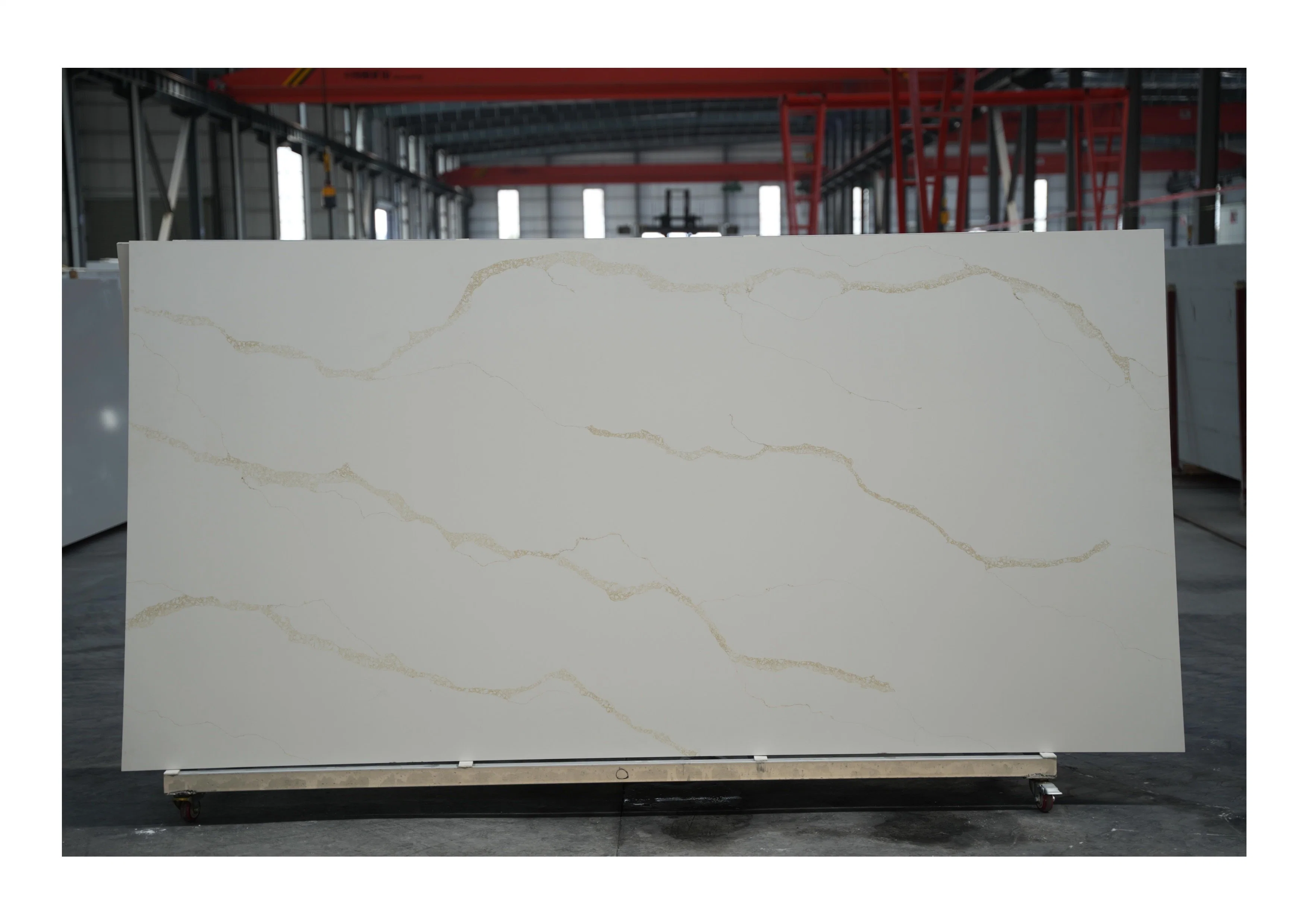 Artificial White Vein Calacatta Stone Slab White Quartz Solid Surface