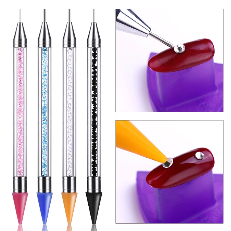 Strass strass Crystal Diamond Studs Picker Wax crayon Metal Head Nail Stylo à bille acrylique